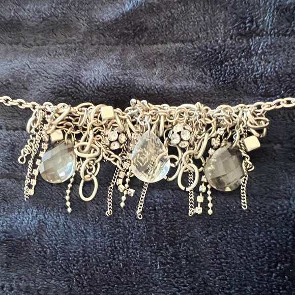 LOFT - Silver - Hanging Crystals and Rows of Rhinestones - 16 inc + 3 extender - Picture 3 of 3